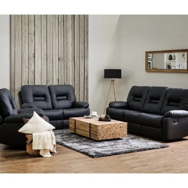 Ensemble Canapés Et Fauteuil En Cuir Pu Noir 6 Places Bergen