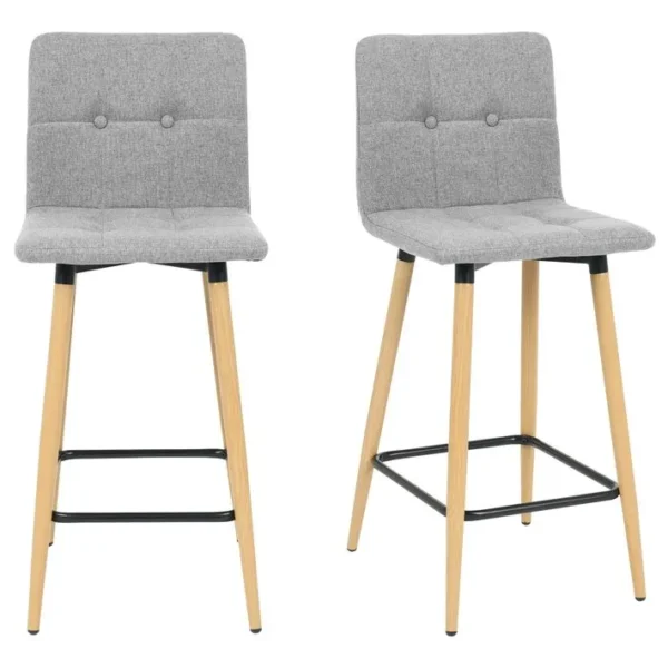 Lot de 2 tabouret de bar MEVIK 2 H.63 cm gris clair