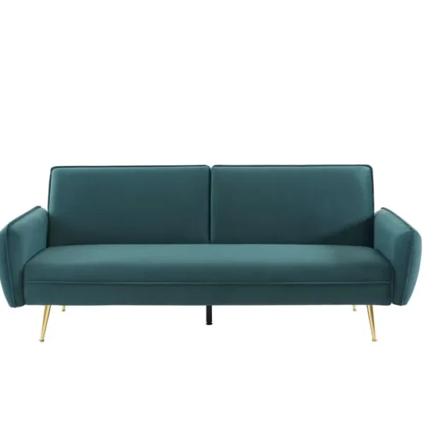 Banquette convertible 3 places GATSBY velours bleu canard