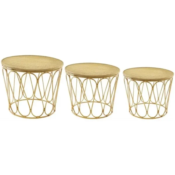 Tables Dappoint En Mdf Et Rotin (lot De 3)