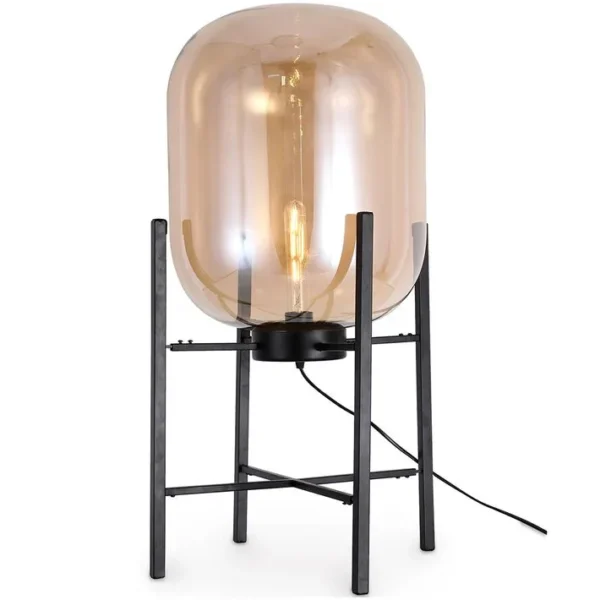 Lampadaire Design Moderne, Métal Et Verre - Crada - 75cm Ambre