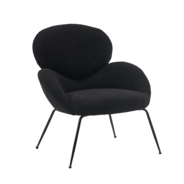 Teddy Fauteuil Fixe Noir Avec 4 Pieds En Métal Noir