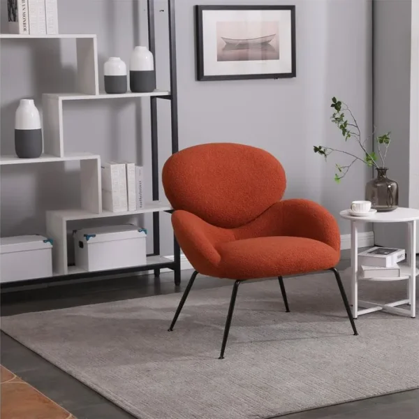 Teddy Fauteuil Fixe Orange Avec 4 Pieds En Métal Noir