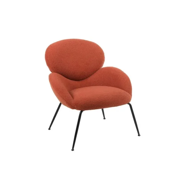 Teddy Fauteuil Fixe Orange Avec 4 Pieds En Métal Noir