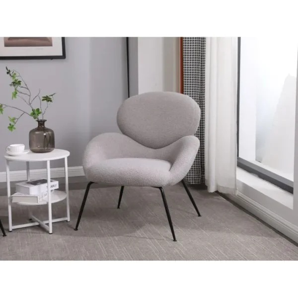 Teddy Fauteuil Fixe Gris Avec 4 Pieds En Métal Noir