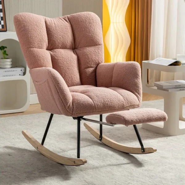 Rocking-chair Fauteuil à Bascule Avec Repose-pieds Extractible Rose