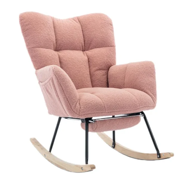 Rocking-chair Fauteuil à Bascule Avec Repose-pieds Extractible Rose