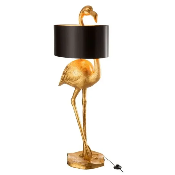 Lampadaire Design flamant 142cm Or et Noir