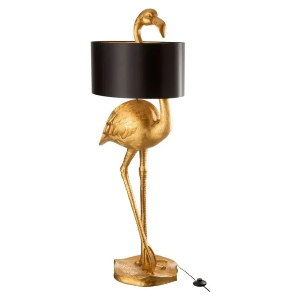 Lampadaire Design flamant 142cm Or et Noir