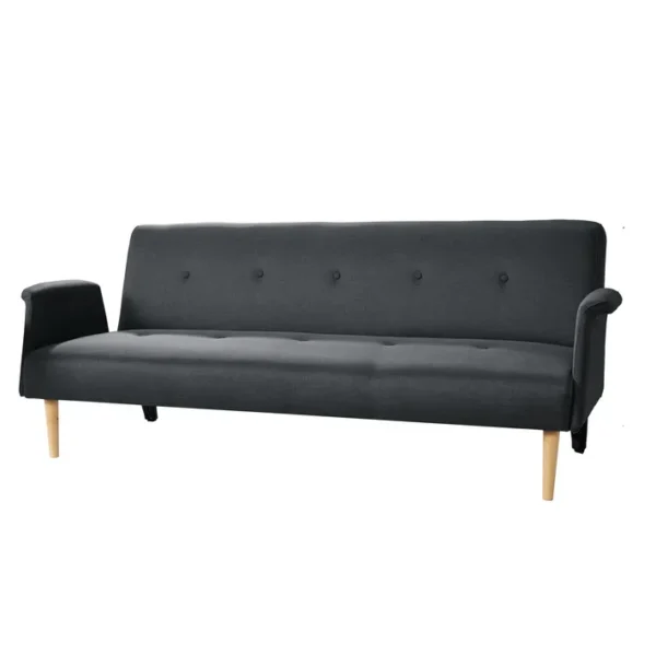 Banquette Canapé Convertible 3 Places En Tissu 3 Positions - Gris Fonce/bleu Canard/noir -