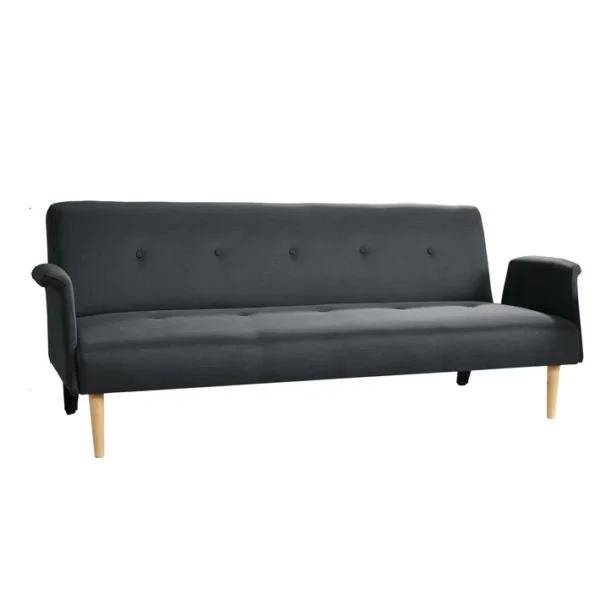 Banquette Canapé Convertible 3 Places En Tissu 3 Positions - Gris Fonce/bleu Canard/noir -