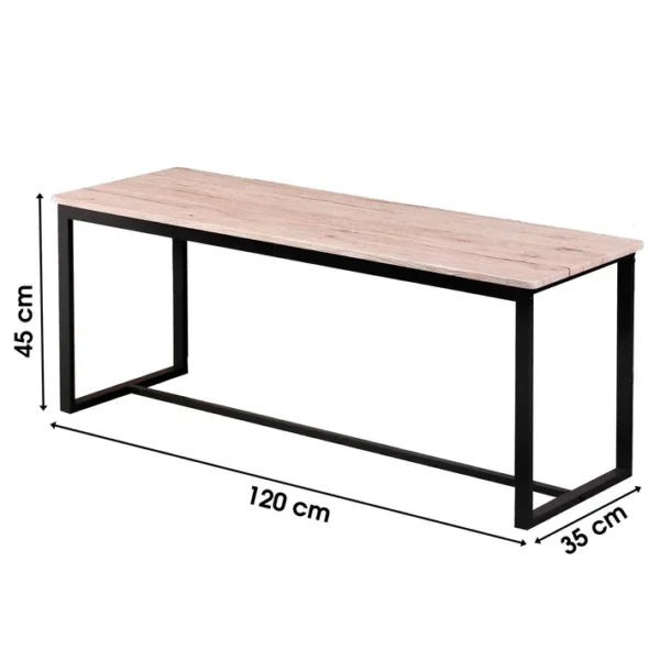 Banc En Bois Avec Struture En Métal Noir - L120xh45xp35 Cm - Dock