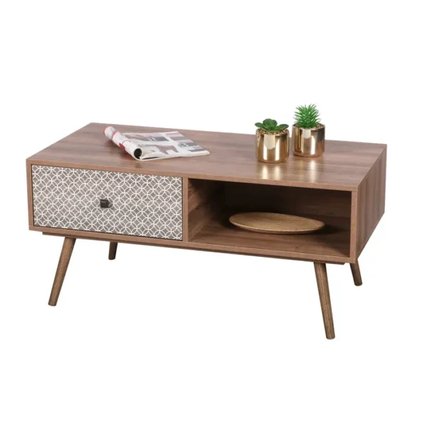 Console Table De Salon Rectangulaire Meuble TV Table Basse Decore 1 Tiroir 100x50xh46,5cm