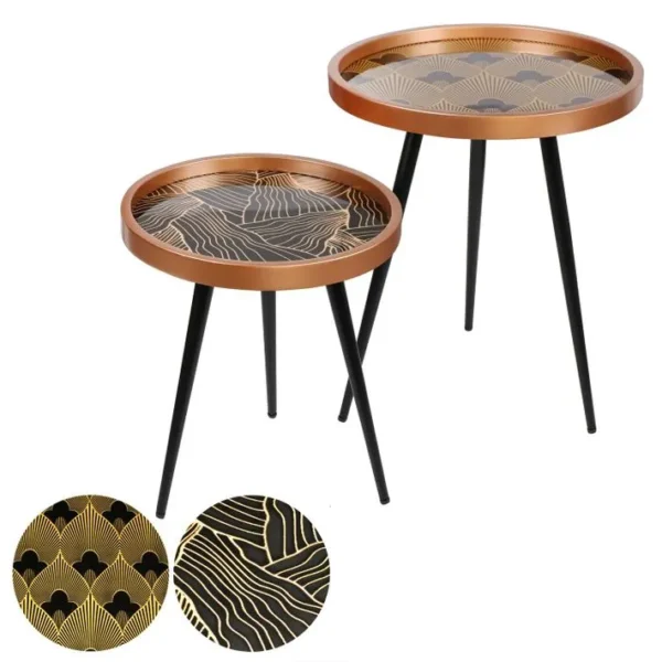 2 Tables Dappoint Design Art Décoration - Noir Et Doré