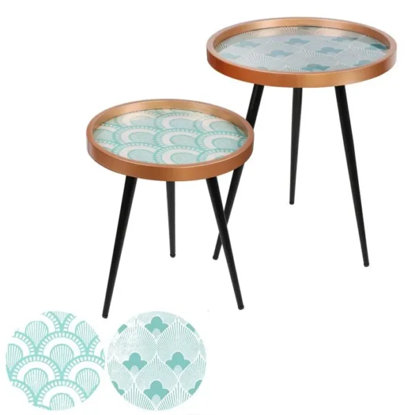 2 Tables Dappoint Design Art Décoration - Bleu Et Blanc