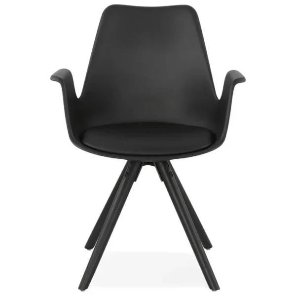 Skanor - Chaise Scandinave Noir Avec Pieds En Bois Noir