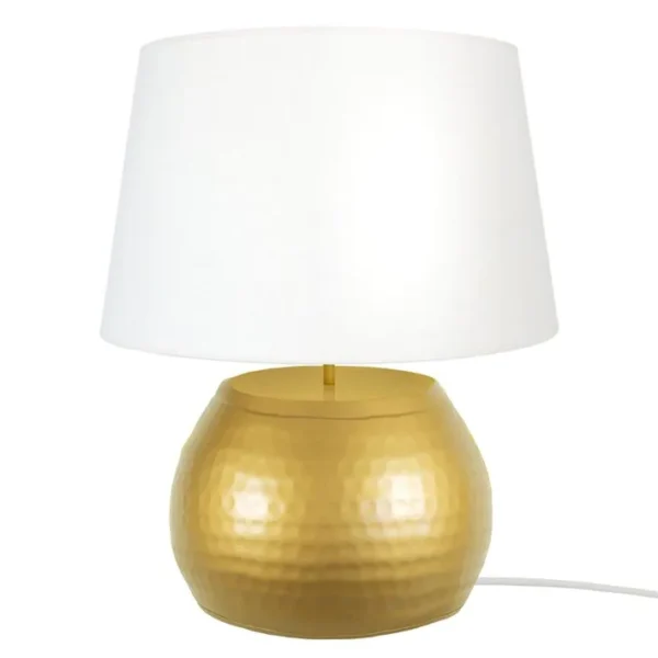 Lampe De Salon Tosel Mumbai Tissu Globe Blanchi D 50 X H 60 Cm