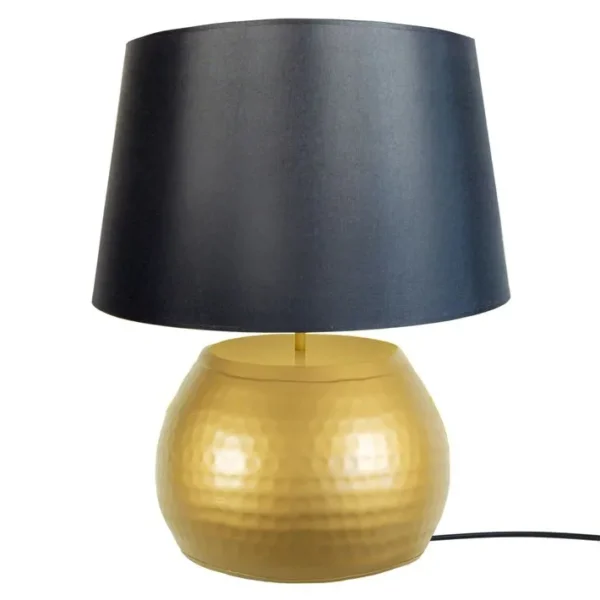 Lampe De Salon Tosel Mumbai Tissu Globe Noiré D 50 X H 60 Cm