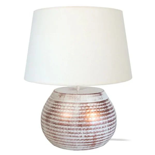 Lampe De Salon Tosel Mumbai Tissu Globe Blanc D 50 X H 60 Cm