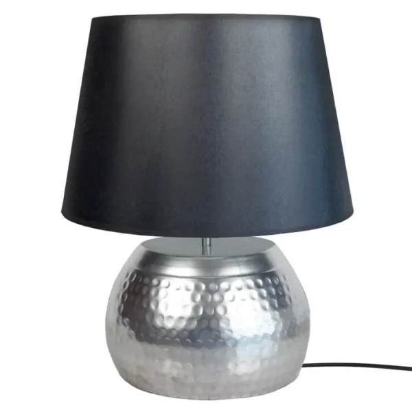 Lampe De Salon Tosel Calcuta Tissu Globe Blanc D 40 X H 47 Cm