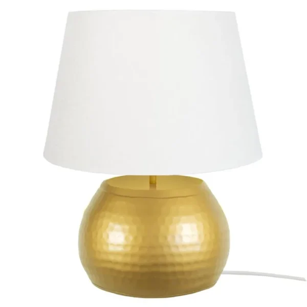 Lampe De Salon Tosel Calcuta Tissu Globe Blanc D 40 X H 47 Cm