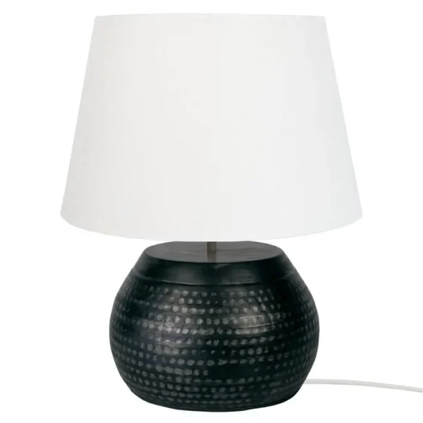 Lampe De Salon Tosel Calcuta Tissu Globe Noir D 40 X H 47 Cm