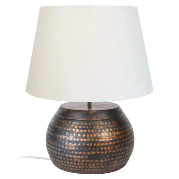 Lampe De Salon Tosel Calcuta Tissu Globe Gris D 40 X H 47 Cm