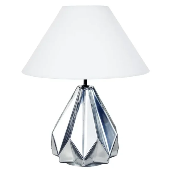 Lampe De Salon Tosel Helsinki Tissu Géométrique Blanc Divoire D 45 X H 54 Cm