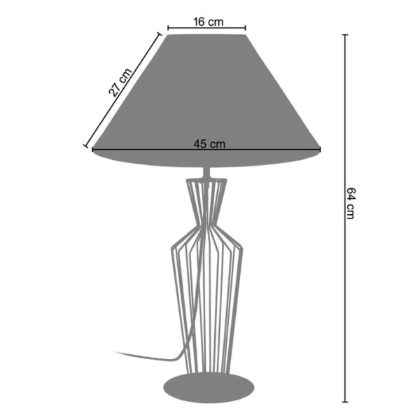 Lampe De Salon Tosel Alicia Tissu Filaire Taupe D 45 X H 64 Cm