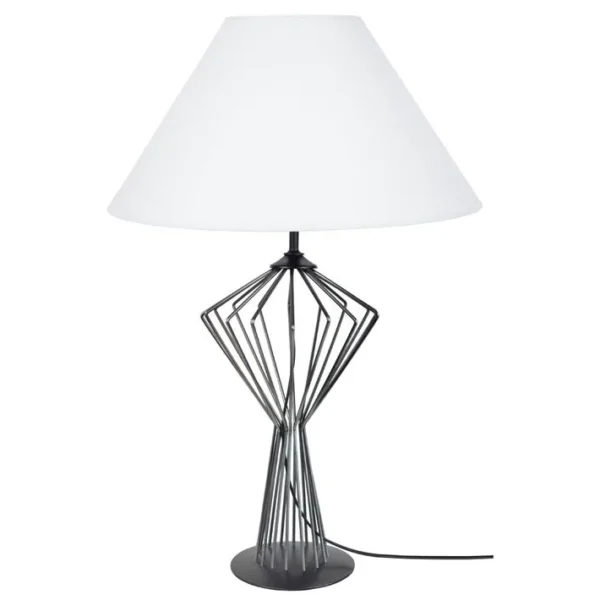 Lampe De Salon Tosel Andie Tissu Filaire Noir D 45 X H 68 Cm