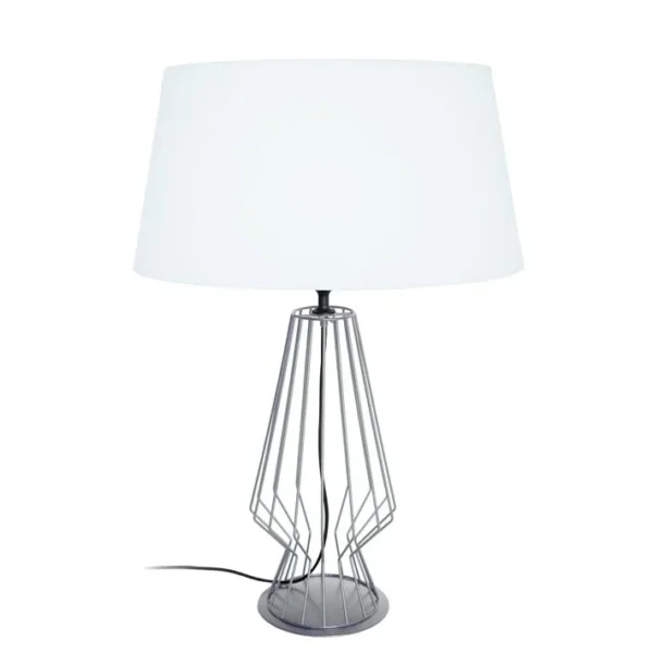 Lampe De Salon Tosel Enya Tissu Filaire Blanc D 45 X H 64 Cm