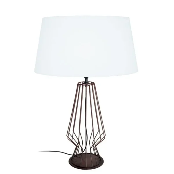 Lampe De Salon Tosel Enya Tissu Filaire Blanco D 45 X H 64 Cm