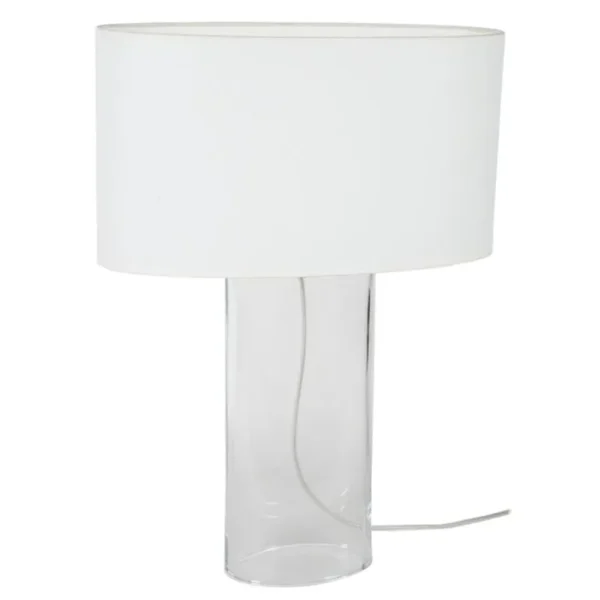 Lampe De Salon Tosel Padua Tissu Ovale Blanco D 40 X H 53 Cm