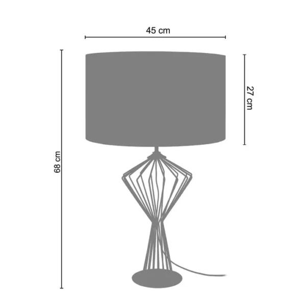 Lampe De Salon Tosel Andie Tissu Filaire Blanco D 45 X H 68 Cm