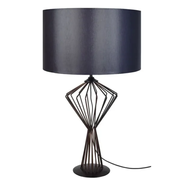 Lampe De Salon Tosel Andie Tissu Filaire Noir D 45 X H 68 Cm