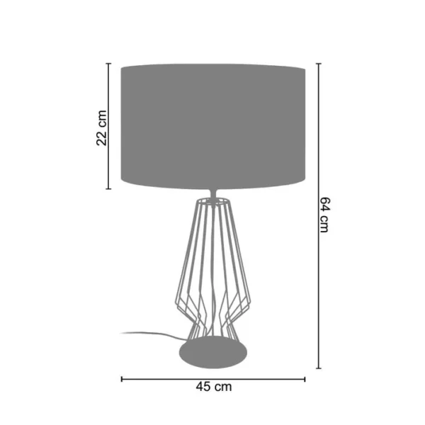 Lampe De Salon Tosel Enya Tissu Filaire Noir D 45 X H 64 Cm