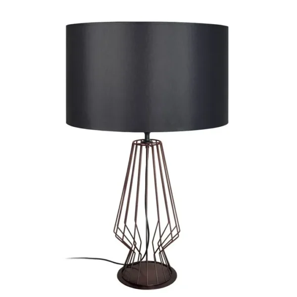 Lampe De Salon Tosel Enya Tissu Filaire Noir D 45 X H 64 Cm