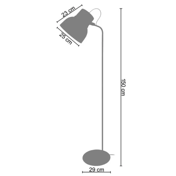 Lampadaire Liseuse Tosel Cloche Métal Articulé Noir D 29 X H 150 Cm