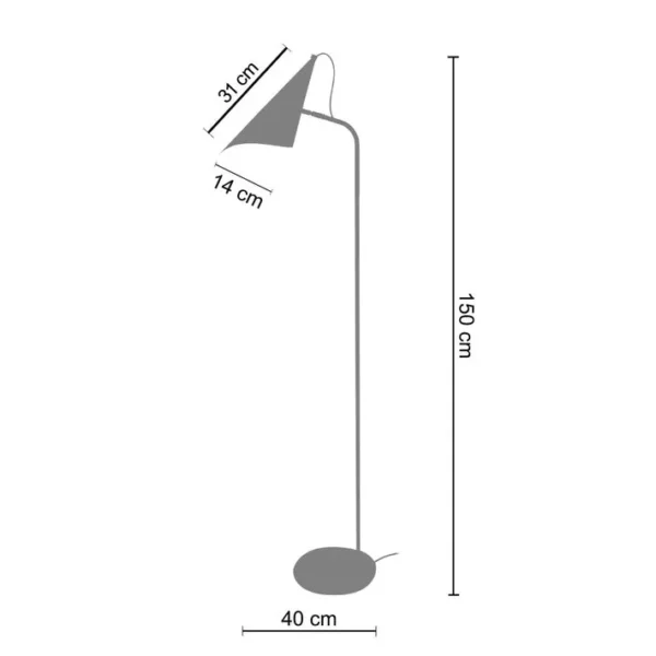 Lampadaire Liseuse Tosel Châtaignier Métal Articulé Crème D 40 X H 150 Cm