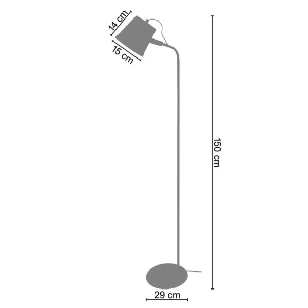 Lampadaire Liseuse Tosel Factory Métal Articulé Blanco D 40 X H 150 Cm