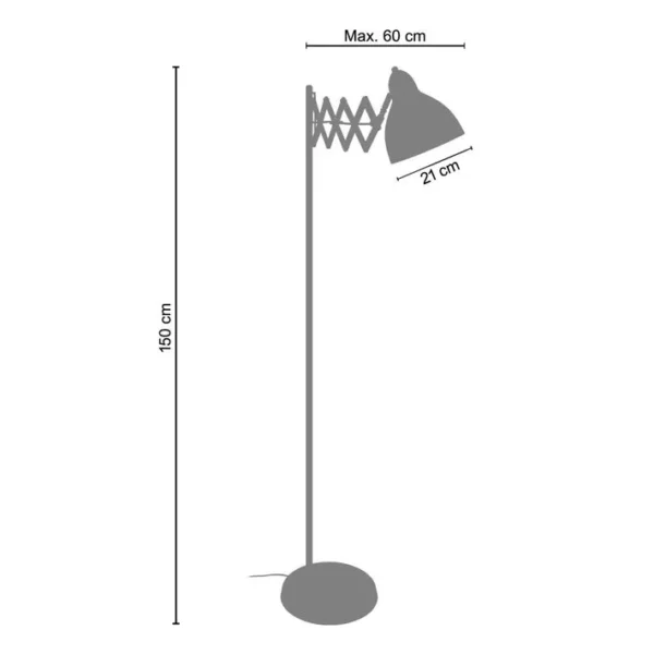 Lampadaire Liseuse Tosel Harmonica Métal Articulé Bleuté D 60 X H 150 Cm