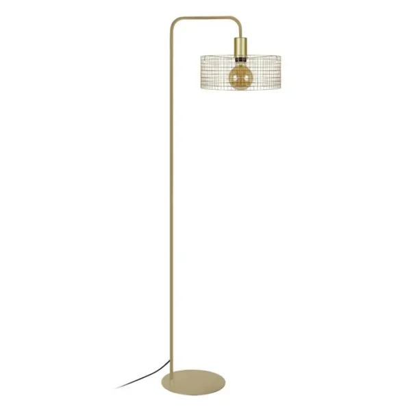 Lampadaire Liseuse Tosel Noiron Métal Arqué Beige D 42 X H 157 Cm