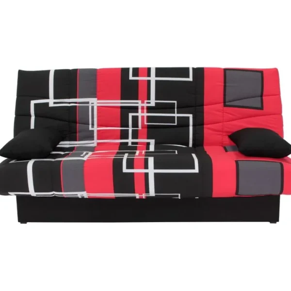 Banquette lit clic clac PORTO labyrinthe noir et rouge