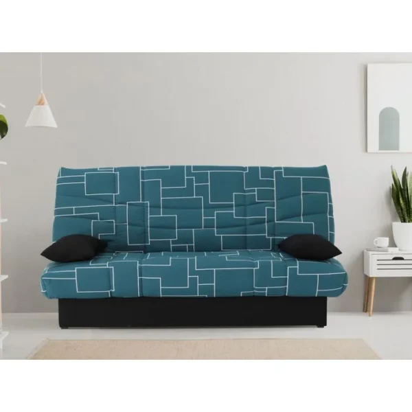 Banquette lit clic-clac PORTO 125 x 190 matrix bleu foncé