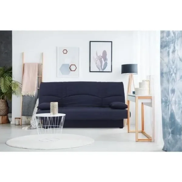 Banquette Clic Clac 3 Places Tissu Bleu Foncé Style Contemporain L 190 X P 92 Cm Dream