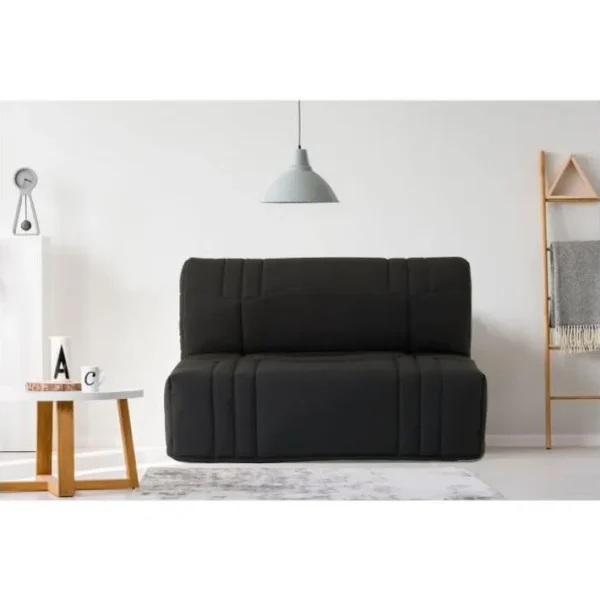 Banquette BZ Dream - Tissu 100% Coton Noir - Couchage 140 X 190 Cm - 2 Places - Confort Moelleux