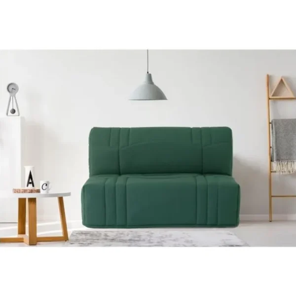 Banquette BZ Dream - Tissu 100% Coton Vert Forêt - Couchage 140x190 Cm - Confort Moelleux