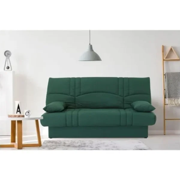 Banquette Clic Clac 3 Places - Tissu Vert Foret - Style Contemporain - L 190 X P 92 Cm - Dream