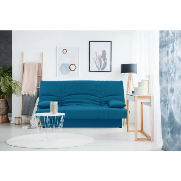 Banquette Clic Clac 3 Places - Tissu Bleu Canard - Style Contemporain - L 190 X P92 Cm - Dream