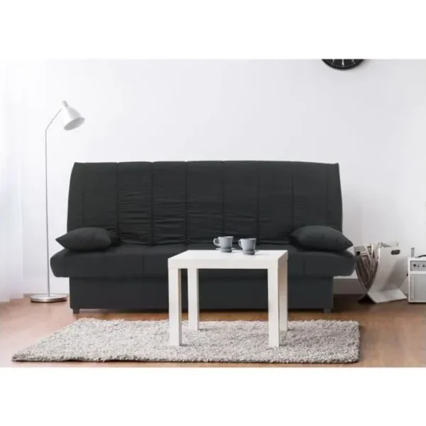 Banquette Clic Clac 3 Places - Tissu Noir - Style Contemporain - L 190 X P92 Cm - Mila